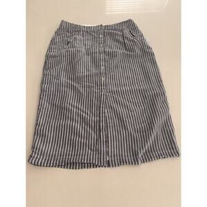 Abercrombie 100% Cotton Blue & White Midi Skirt Button Front Size 6